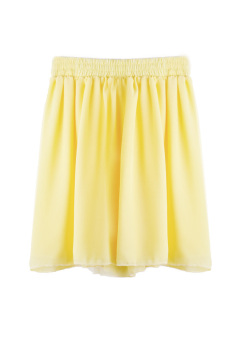 Chiffon Pleated Short Skirt (Yellow)  