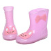 Children Cartoon Applique Flat Ankle Rainboots Pink   