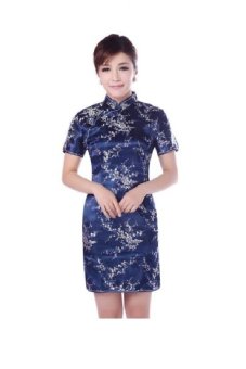 Chinese Brocade flower print stand collar cheongsam JY010 ?Çô Red  