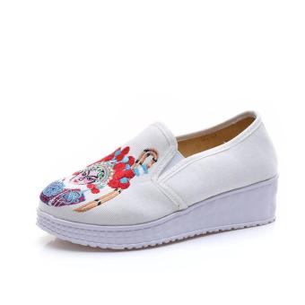 Chinese Embroidery Shoes Chinese style embroidered Canvas Shoes dancing shoes loafers white - intl  