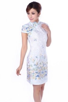 Chinese vintage cotton Blend flower embroidery cheongsam JY065  