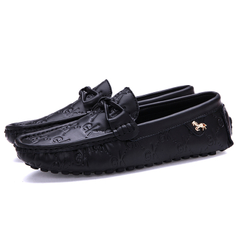 CK Korean Male Version of Casual Shoes Peas Quality Leather (black)  