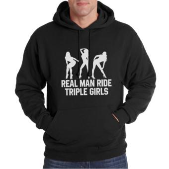 Clothing Online Hoodie Real Man Ride Triple Girls - Hitam  