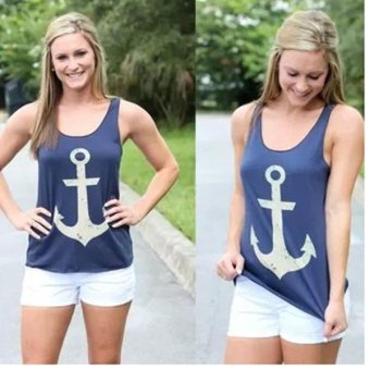 Clothingloves Fashion Women's Summer Sleeveless Navy Anchor Vest (Navy blue) - intl  