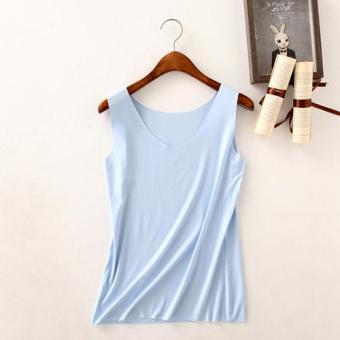 Clothingloves Women Solid Color Cotton Summer Vest Sports Yoga Seamless V-neck Vest(SkyBlue) - intl  