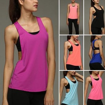Clothingloves Womens Fitness Running Elasticity Sleeveless Back Hollow Vest (Purple) - intl  
