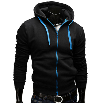 Cocotina Fashion Men Magic Slim Hoodie Sportswear Zip Long Sleeve Casual Hoody Sweatshirt - Black & Blue - intl  
