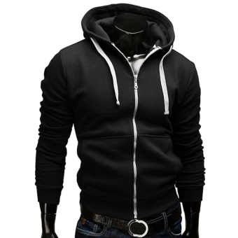 Cocotina Fashion Men Magic Slim Hoodie Sportswear Zip Long Sleeve Casual Hoody Sweatshirt - Black & White - intl  