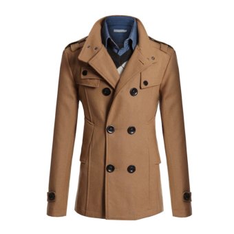 tan pea coat men