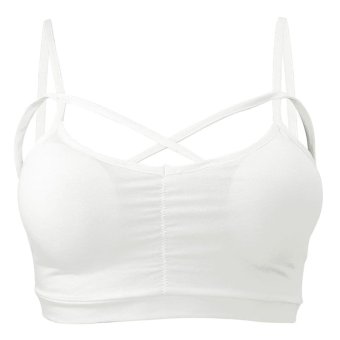 Cocotina Solid Color Women's Cross Strappy Bra Tank Tops Bustier Vest Crop Blouse Basic Tee (White)  