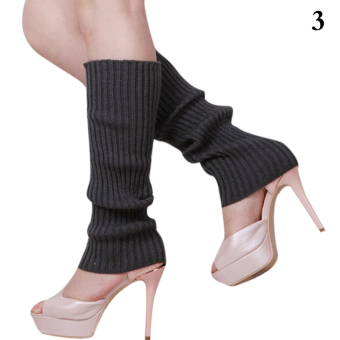 Cocotina Winter Women Winter Warm Crochet Knit High Knee Leg Warmers Leggings Boot Socks Slouch - Dark Gray - intl  