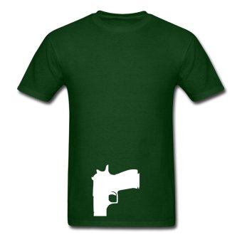 CONLEGO Creative Men's Gun Provocative T-Shirts Forest Green  