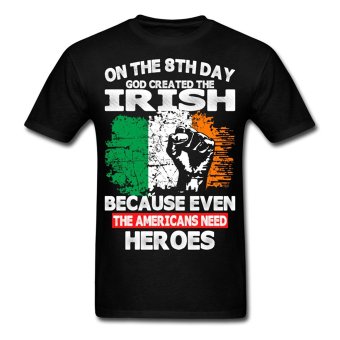 CONLEGO Fashion Men's God Created The Irish T-Shirts Black  
