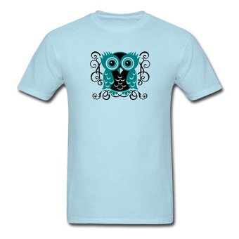 CONLEGO Personalize Men's Cute Owl T-Shirts Sky Blue  