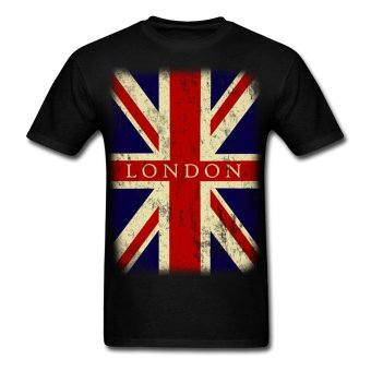 CONLEGO Personalize Men's Vintage Uk London Flag T-Shirts Black  