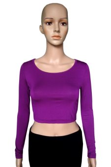 COSIVIA Cotton Muslim long sleeve half-length T shirt  purple   