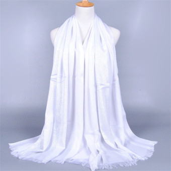 Cotton Arab Head Wear Shimmer & Glitter Headscarf-Hijab Indonesia (White) - Intl  