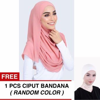 Cotton Bee Pashmina Regular Basic Guava FREE Ciput Bandana ( Random Color )  