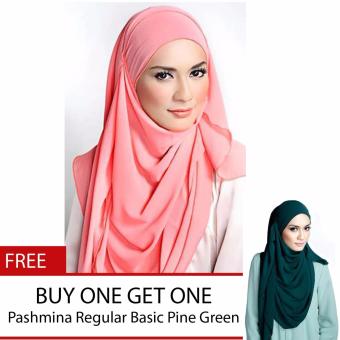 Cotton Bee Pashmina Regular Guava Buy One Get One + Free Pashmina Regular Pine Green  