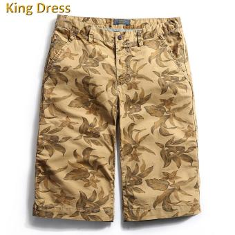 Cotton Fashon Pockets Leaves Printed Pockets Big Size Fat Men Casual Shorts(Yellow) - intl  