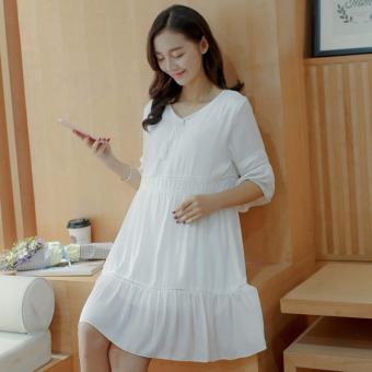 Cotton Maternity Dresses Loose A-line Pregnancy Dress White - intl  