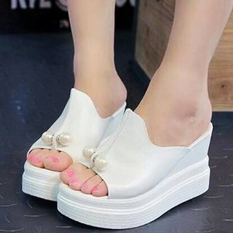 Cremline - Sepatu Sandal Wedges Wanita SDW82 - Putih  