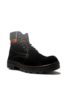 Cut Engineer Boots Iron Safety Shoes Leather - Hitam  