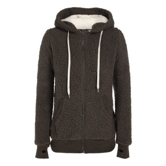 Cyber ACEVOG Women Fashion Soft Fleece Hooded Jacket Coat(Coffee)  