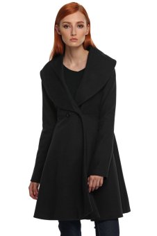 Cyber ANGVNS Women Winter Elegant Cardigan Wind Jacket Coat (Black)  