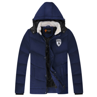 Cyber COOFANDY Men Winter Fashion Casual Hooded Long Sleeve Solid Thick Wadded Padded Jacket (Dark Blue)  