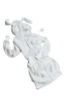 Cyber Cute Women Bunny Ears Warm Hoodie Jacket Coat (White)  
