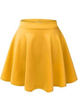 Cyber Korea Lady Fashion Casual Pleated Skirt (Yellow)  