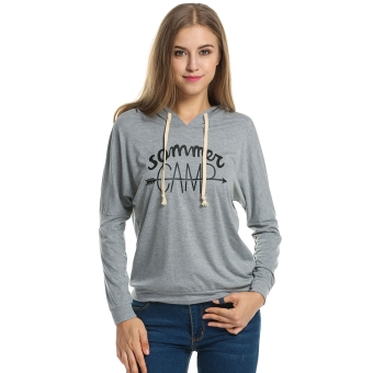 Cyber Meaneor Fashion Women Casual Hooded Batwing Letter Print Hoodie ( Blue ) - intl  