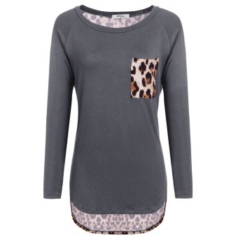 Cyber Meaneor Spring Autumn Fashion Women Long Sleeve Batwing Leopard Top Blouse (Grey)  