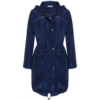 Cyber Meaneor Women Casual Hooded Long Trench Coat Solid Hoodies Thin Overcoat Pocket Windbreaker (Navy Blue)  