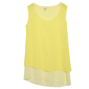 Cyber New Fashion Women Casual Chiffon Sleeveless Multilayer Irregular Tank Top Blouse (Yellow) (Intl) - intl  