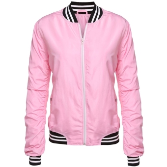 Cyber New Fashion Women Casual Sport Baseball Jacket Coat Outwear ( Pink ) - intl  