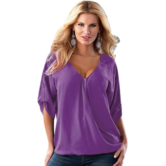 Cyber New Loose Women Casual Short Sleeve Sexy Shirt Tops Blouse Ladies Tee Top - intl  