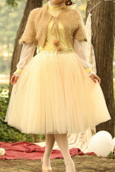 Cyber Princess Fairy 5-layer Tulle Bouffant Skirt (Apricot)  