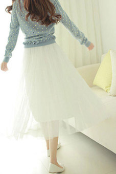 Cyber Princess Fairy 5-layer Tulle Bouffant Skirt (White)  