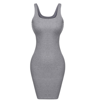 Cyber Women Solid Slim Fit Bodycon Mini Tank Dress (Grey)  