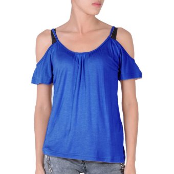 Cyber Women's Girl Japan Style Hollow Shoulder T Shirt Blouse Tops (Blue)  