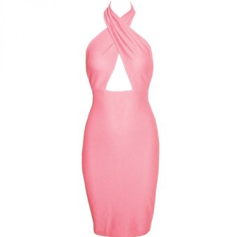 Cyber Women's Sexy Sleeveless Bodycon Party Evening Dress ( Pink ) - intl  