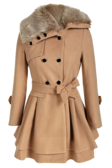 Cyber Zeagoo Winter Coat Long Slim Parka Wool Coat Jacket Outwear Wool Blend Coat (Brown)  