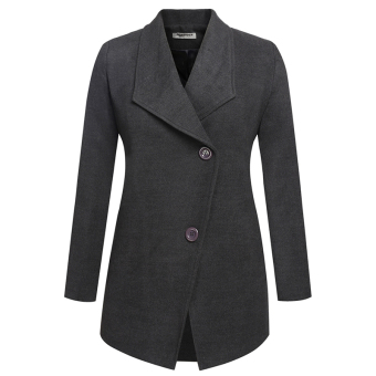 Cyber Zeagoo Women Casual Lapel Turn Down Collar Long Sleeve Solid Wool Blend Long Coat  
