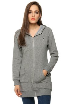 Cyber Zeagoo Women Winter Casual Long Sleeve Hooded Zipper Hoodies Sweatshirt Coat With Fleece (Grey)  