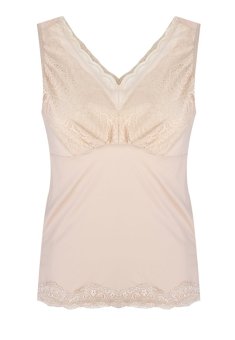 Cynthia Camisole In Lace-Silk Camisol With Lace-Coklat  