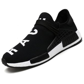 CYOU New 2017 Fashion Men Casual Shoes Lightweight Breathable Air Mesh Trainers Flat Casaul Human Race Mens Shoes (Black) - intl  