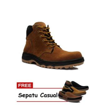 D-Island Shoes Safety Boots Mens Canada Suede Soft Brown + Gratis Sepatu Casual  