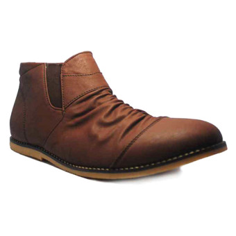 D-Island Shoes Slip On High Wrinkle Leather Dark Brown  